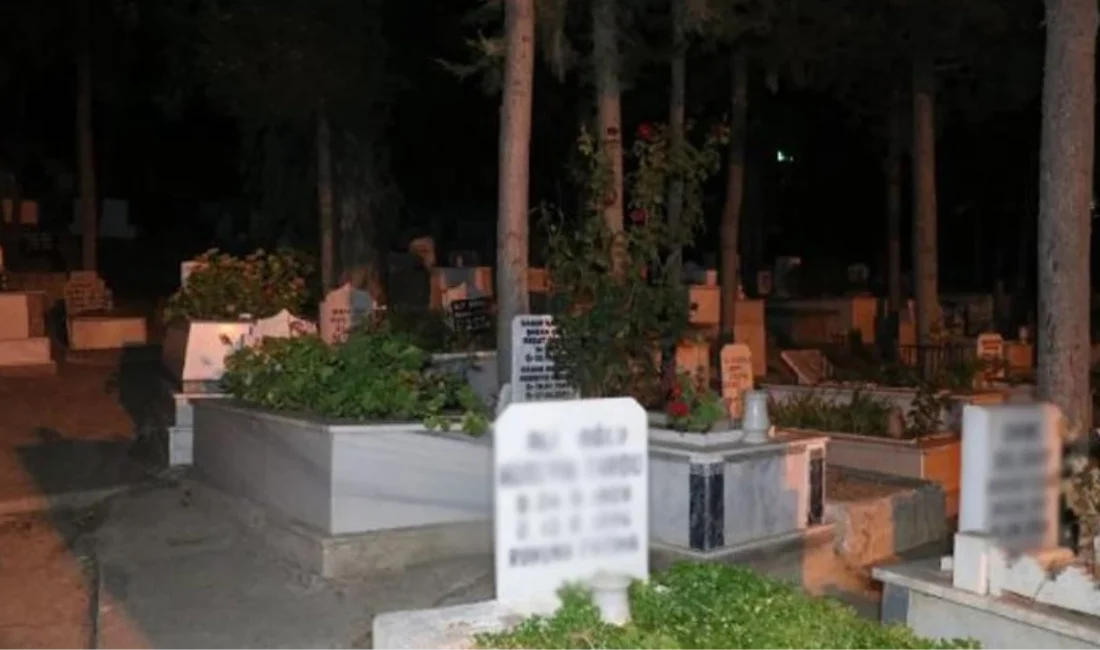 İzmir'in Narlıdere ilçesinde, mezarlıktan